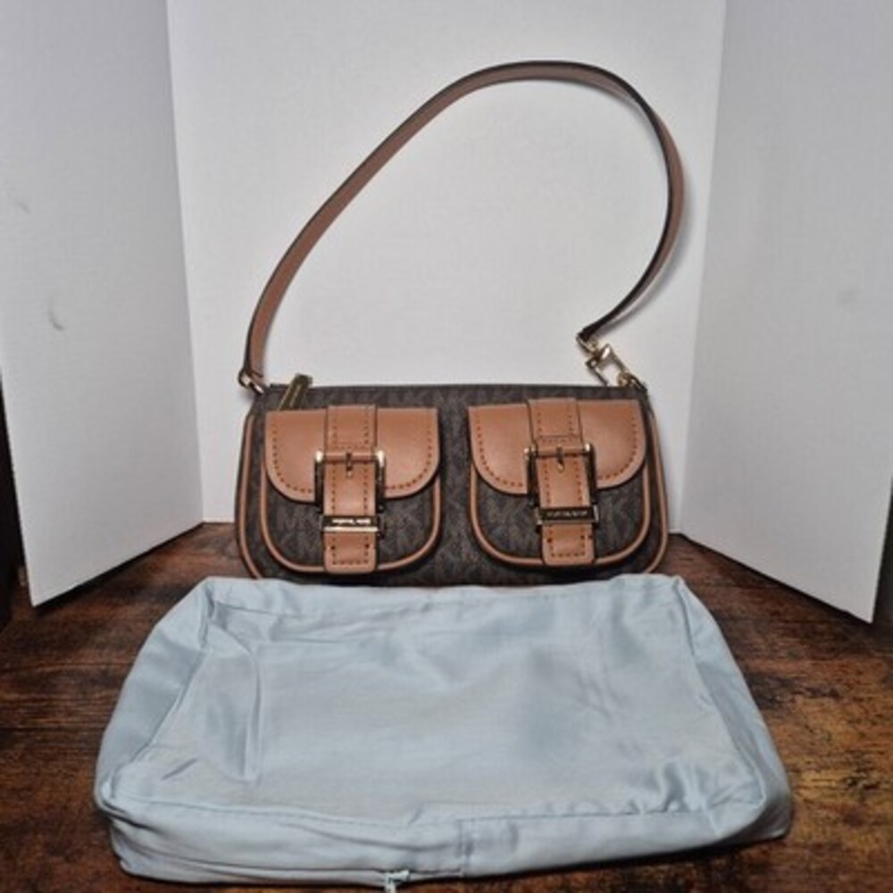 NWOT Michael Kors Zoe Small Brown Convertible Slim Shoulder Bag Purse with bag
